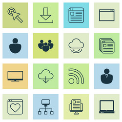 Connection icons set with virtual network user vector