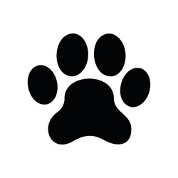 Dog Paw Print Icon - Black Silhouette Vector Image