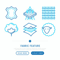 Fabric feature thin line icons set vector