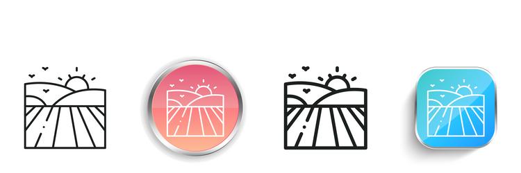 hills icon thin linear regular and button style vector image