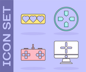 set computer monitor like and heart gamepad vector image