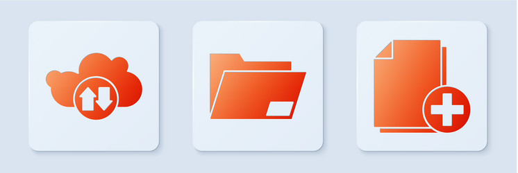 set document folder cloud download and upload vector image