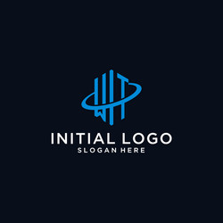 wt initial monogram logo with hexagonal shape vector image