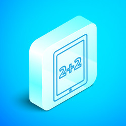 isometric line calculation icon isolated on blue vector