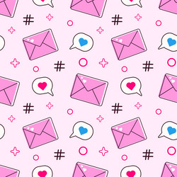 seamless pattern pink color with envelope heart vector image