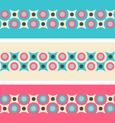 Set of seamless patterned borders in retro colors vector