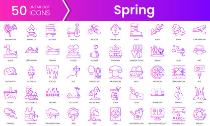 set of spring icons gradient style icon bundle vector image