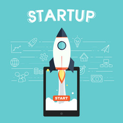startup icons with rocket symbol design vector image