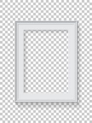white rectangular frame for picture on transparent vector image
