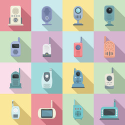 baby monitor icons set flat button vector