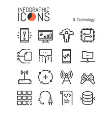 bundle of modern thin line technology icons vector image