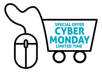 cyber monday promotion with computer mouse which vector