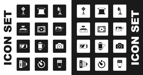 set softbox light photo camera retouching empty vector image