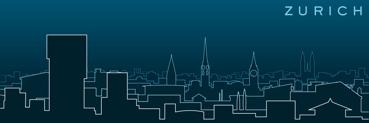 zurich multiple lines skyline and landmarks vector