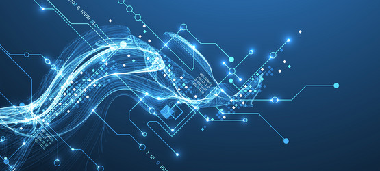 abstract data wave with futuristic circuit lines vector image