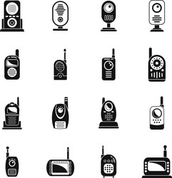 baby monitor icons set simple button vector