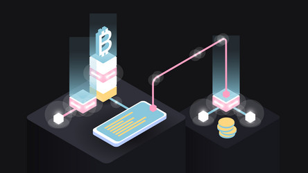 Cryptocurrency blockchain abstract isometric vector