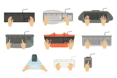 Hands Typing on Keyboard Set vector image
