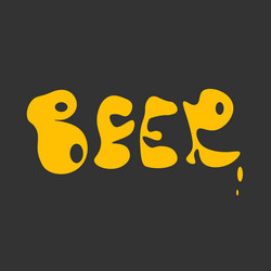 lettering beer in yellow on a gray background vector