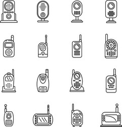 baby monitor icons set outline button vector