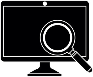 computer display with magnifying glass vector image