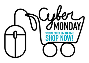 cyber monday promotion with computer mouse which vector