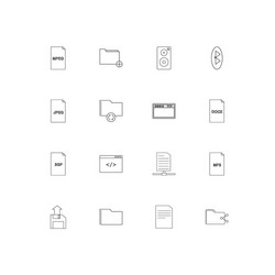 files and folders sign linear thin icons set vector image