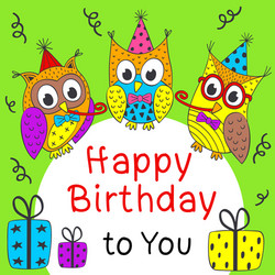 happy birthday card with funny owls vector