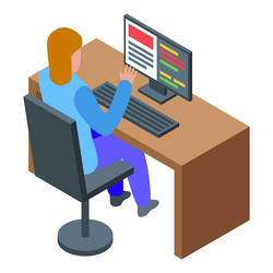 programmer working on her computer developing new vector image