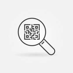 qr code in magnifier outline search concept vector image