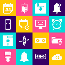 Set cloud sync refresh delete folder alarm clock vector