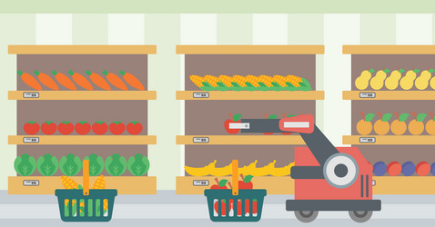 use of robotic technologies in shopping vector image