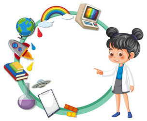 a child exploring science with colorful elements vector image