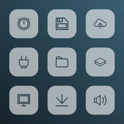 Interface icons line style set with socket vector