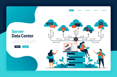 server data center landing page design vector image