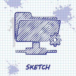 Sketch line ftp settings folder icon isolated vector