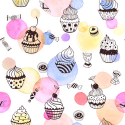Cute seamless pattern with sweets Royalty Free Vector Image