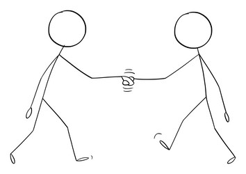 Hidden or unknown business partners handshake Vector Image