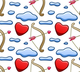 Cupids bow and arrow heart cloud pattern vector