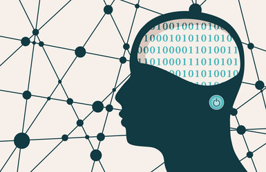 silhouette of a man head textured by binary code vector image