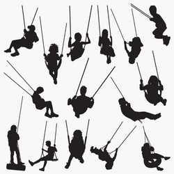 Children's Swing Silhouettes Vector Image