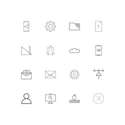 Internet technologies linear thin icons set vector