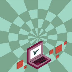 Mail envelopes around laptop with check mark vector