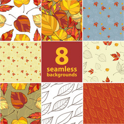 set of eight seamless autumnal backgrounds Vector Image