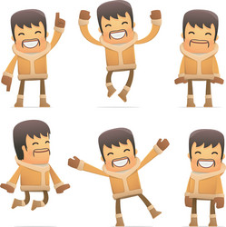 Set of eskimo character in different poses vector