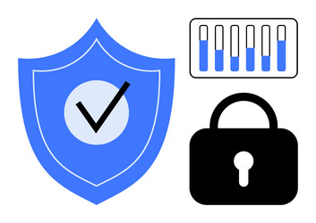 shield with checkmark lock and graph vector image