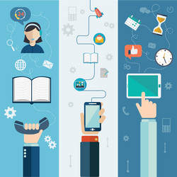 technical support call center and service flat vector image