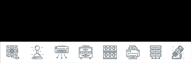 Technology devices line icons linear set quality vector