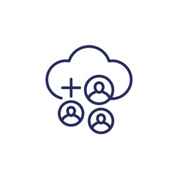 Collect user data in cloud line icon vector