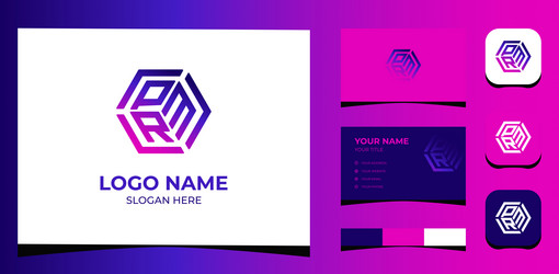 template logo creative initial r p m with cubic vector image